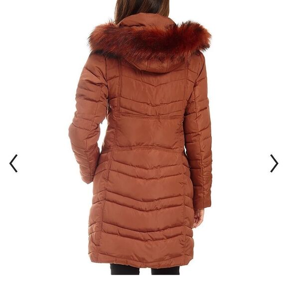 KENSIE - Fleet Street Long Faux Down Quilted Jacket - Picture 2 of 16